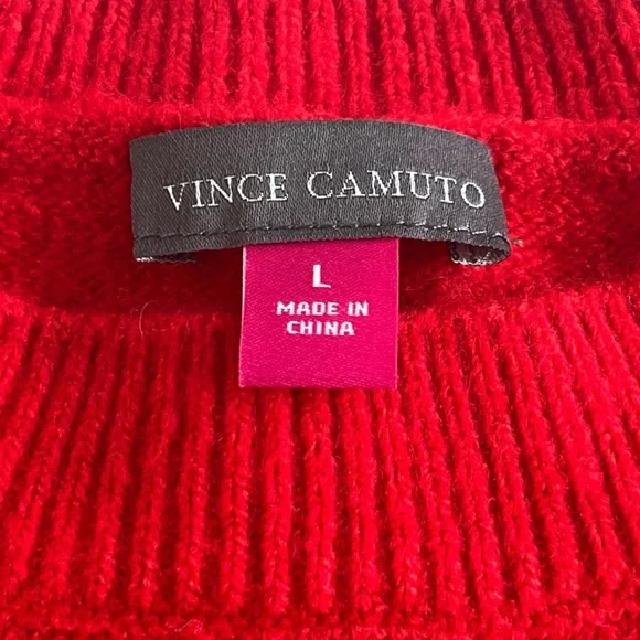 VINCE CAMUTO Womens Red & White Star Long Sleeve Crew Neck Sweater size Large - Picture 6 of 8